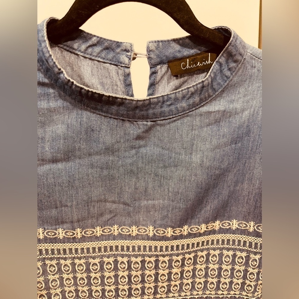Chambray embroidered ready for spring mini dress - Picture 6 of 6